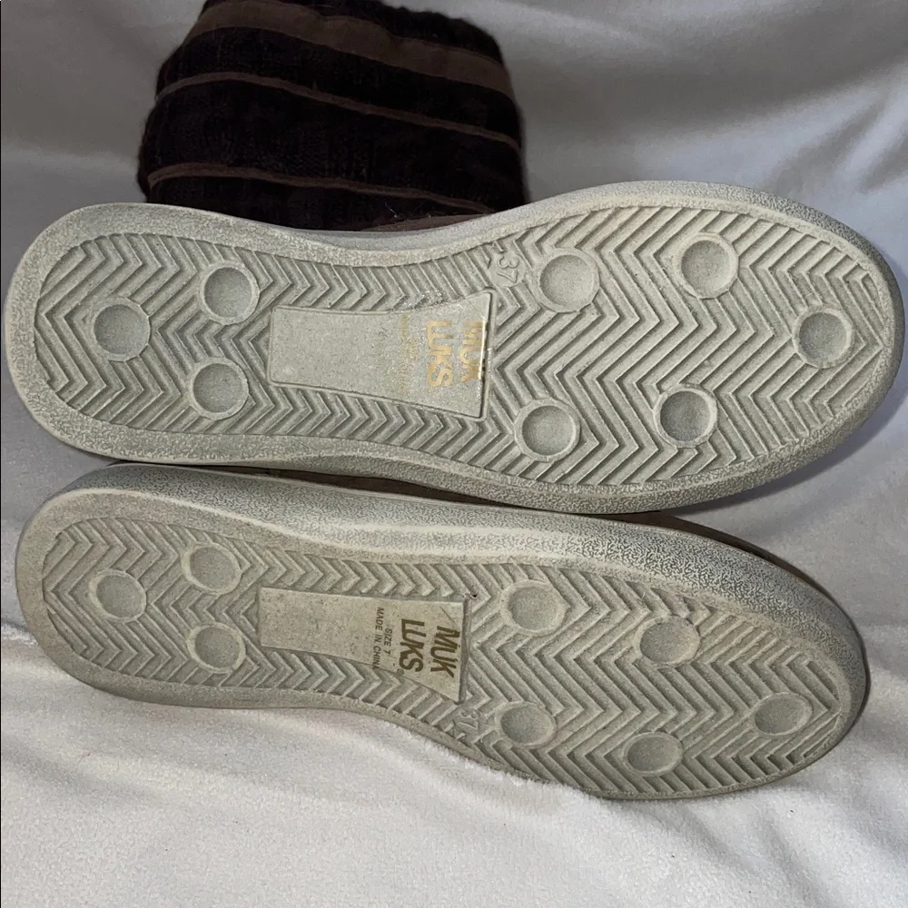 NWOT MUK LUKS Brown Winter Knit Boots.  Size 7 - Picture 5 of 7